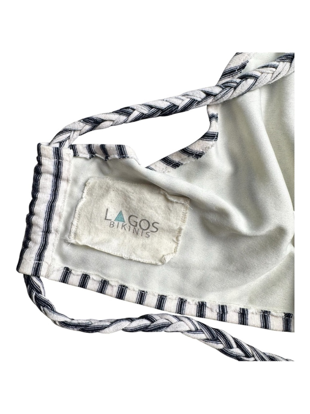 Lagos Striped Black & White Crop Halter Top - Picture 3 of 4